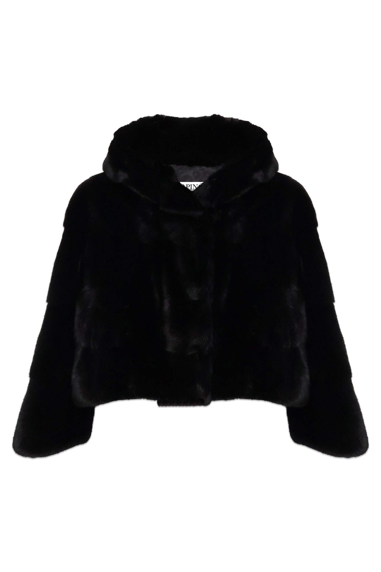 Black Mink Fur Jacket with Hood | Cropped Length