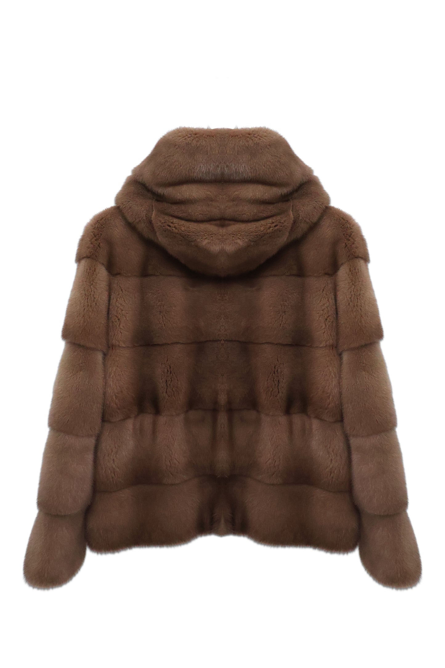 Light Brown Mink Fur Jacket with Hood | Cropped Length