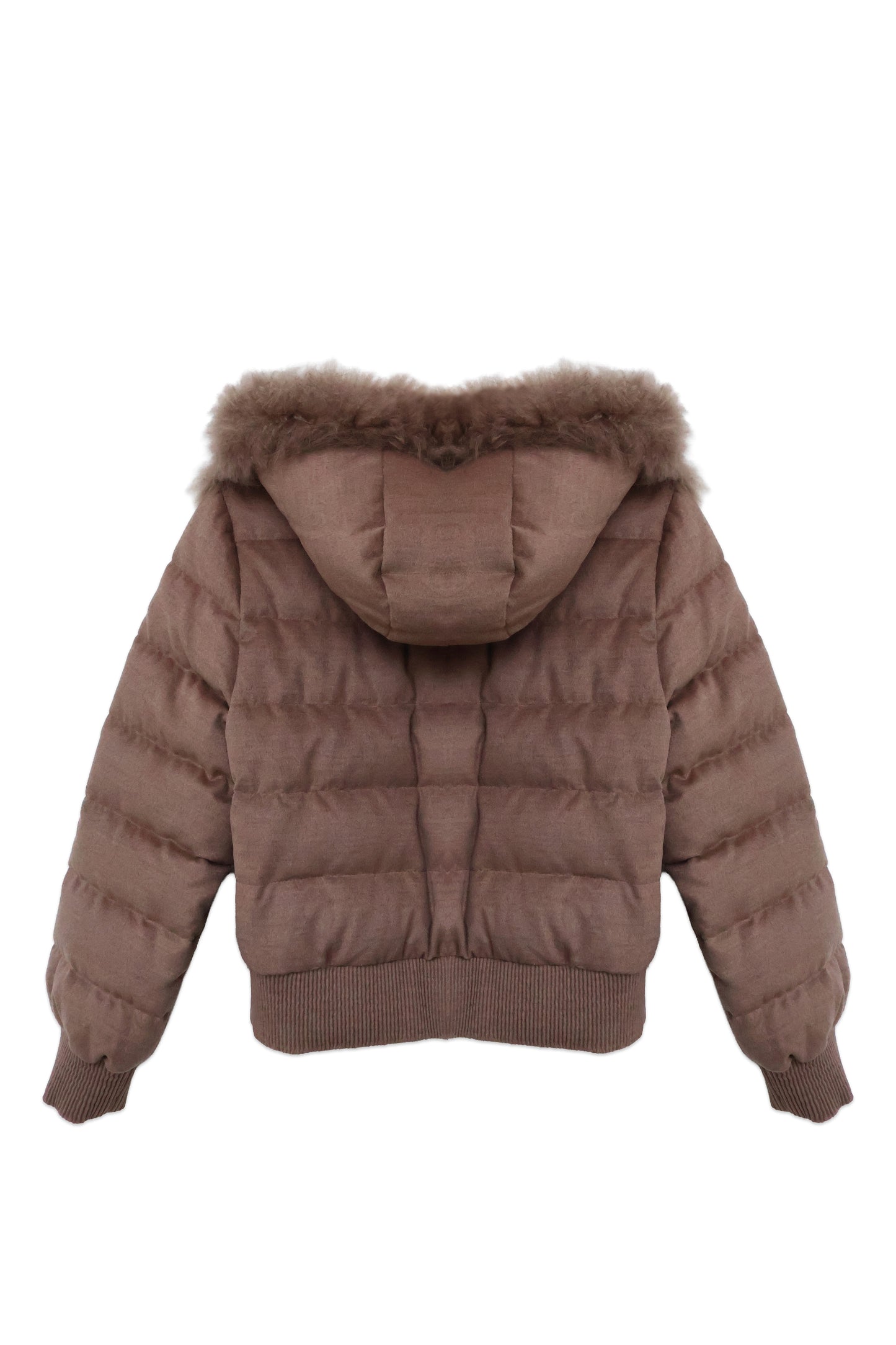 Chocolate Brown Quilted Jacket with Cashmere Goat Fur
