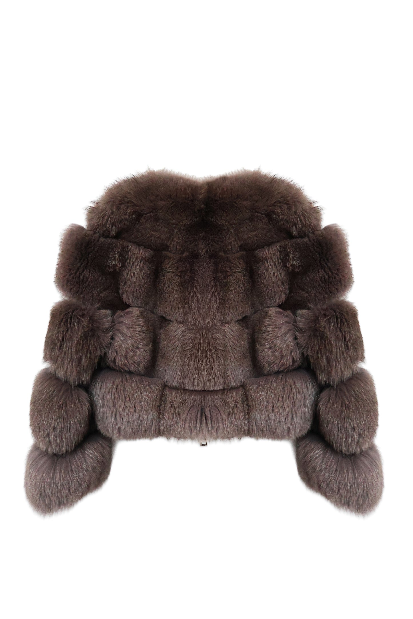 Grey Rex Rabbit Fur Jacket with Zipper
