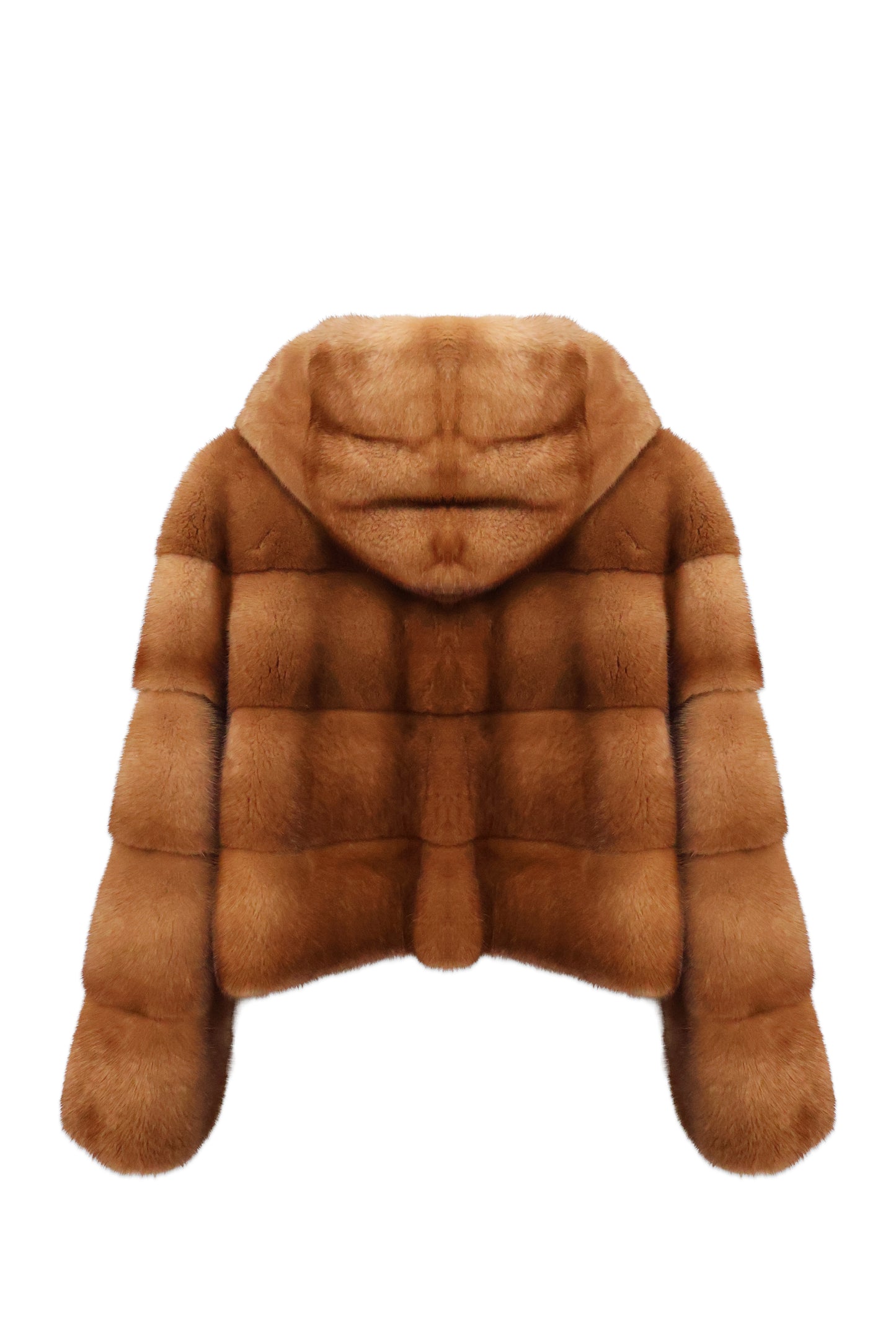 Camel Brown Mink Fur Jacket with Hood | Cropped Length