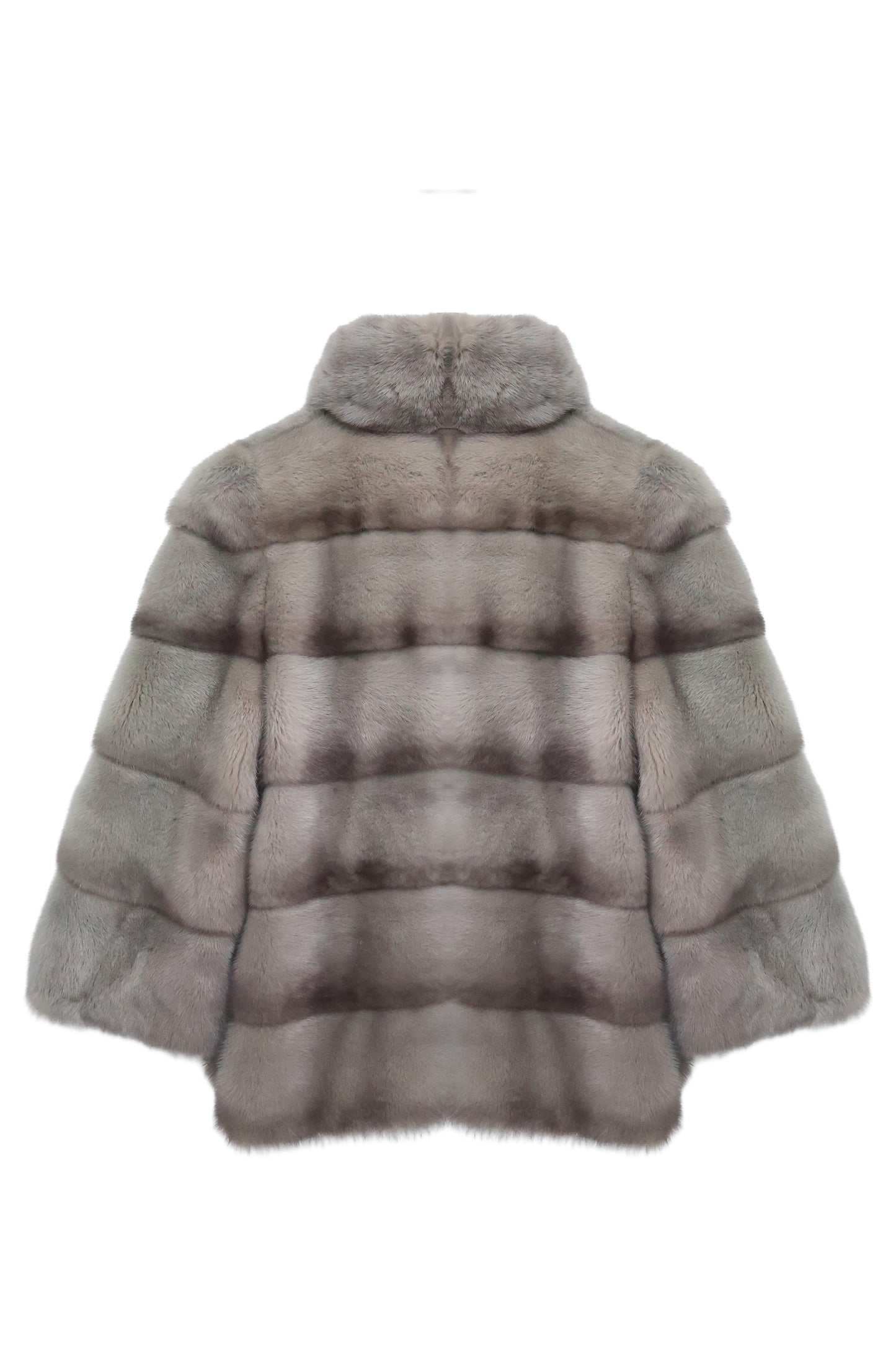 Grey Mink Fur Jacket with High Collar