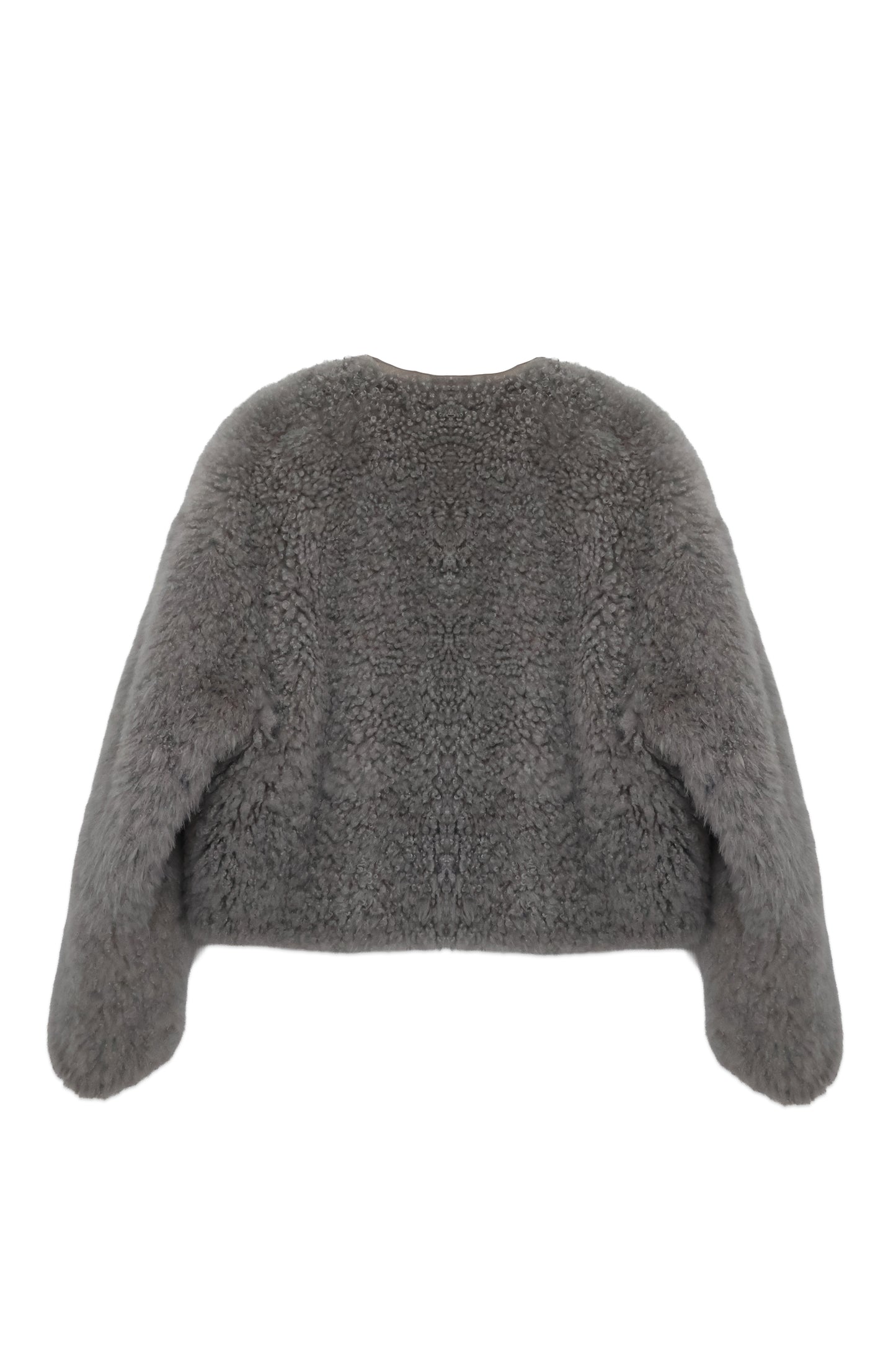 Grey Cashmere Goat Fur Jacket Cropped