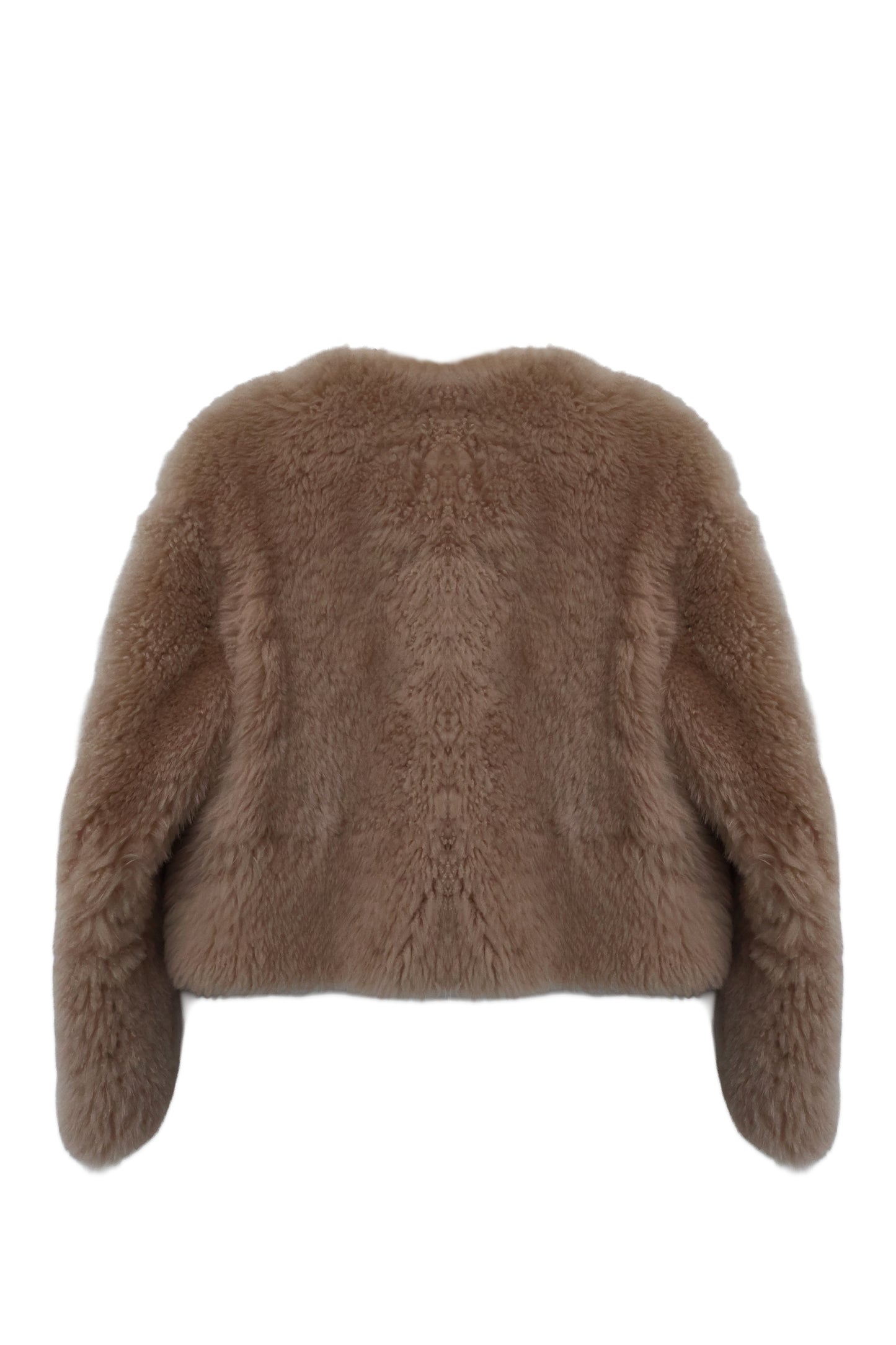 Beige Cashmere Goat Fur Jacket Cropped