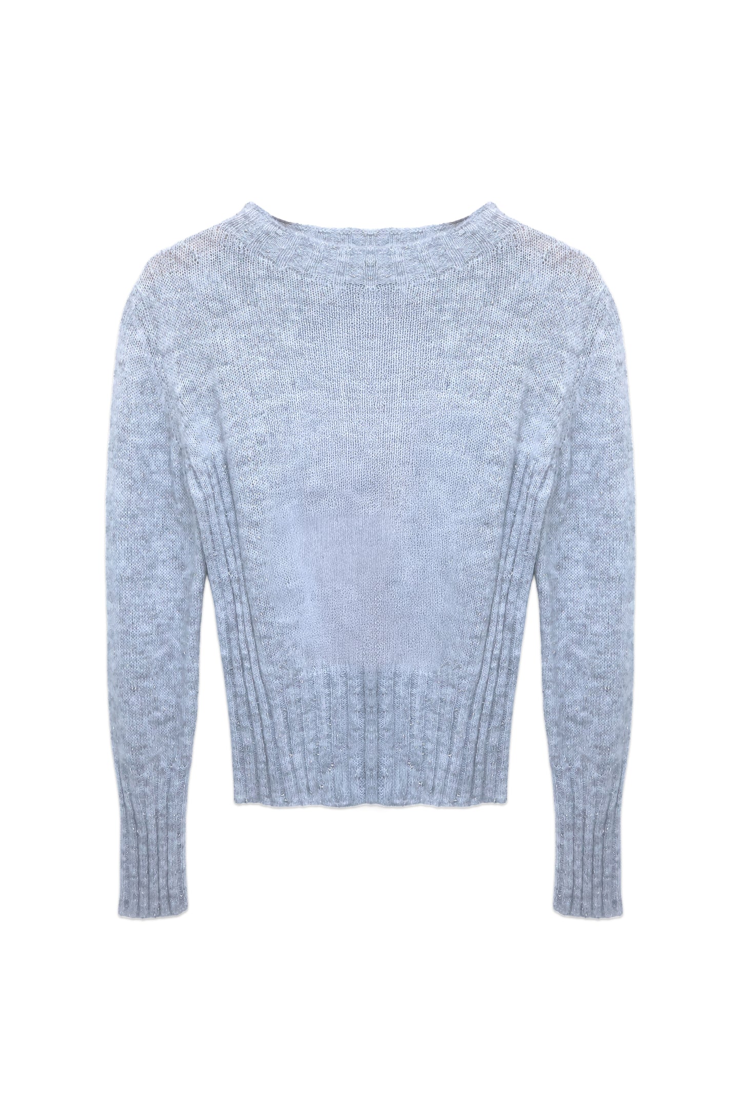 Fitted Ribbed Shimmer Knit Sweater