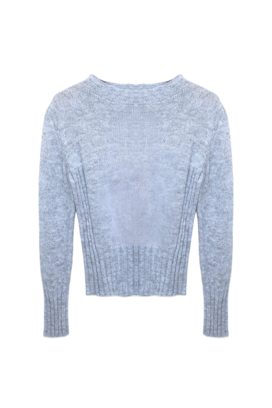 Fitted Ribbed Shimmer Knit Sweater