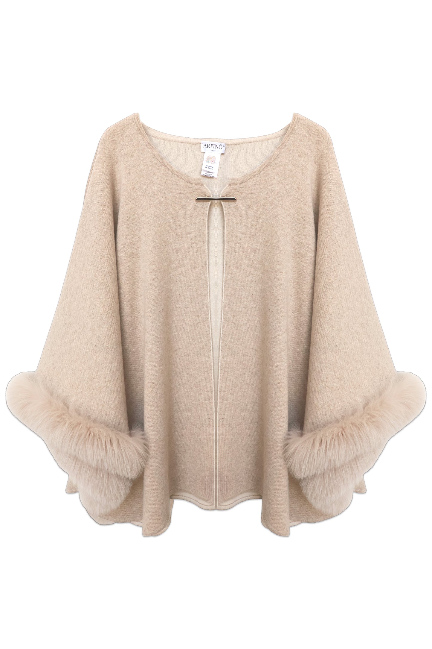 Fur-Trim Sleeve Knit Cape