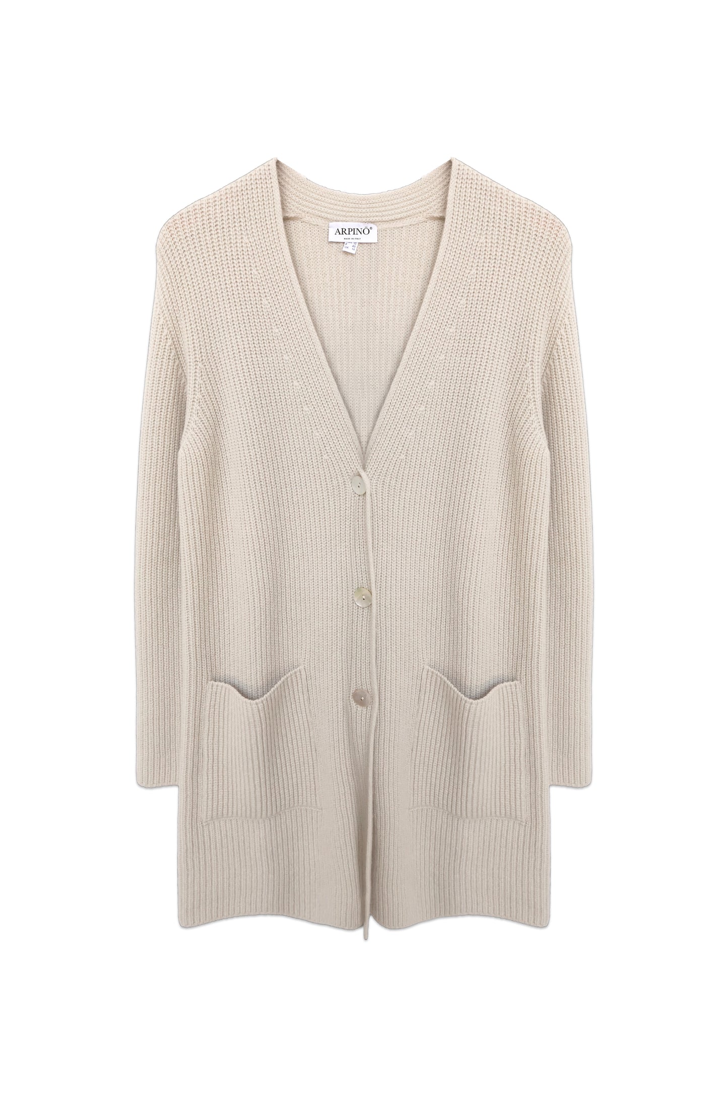 Deep V-Neck Ribbed Long Cardigan