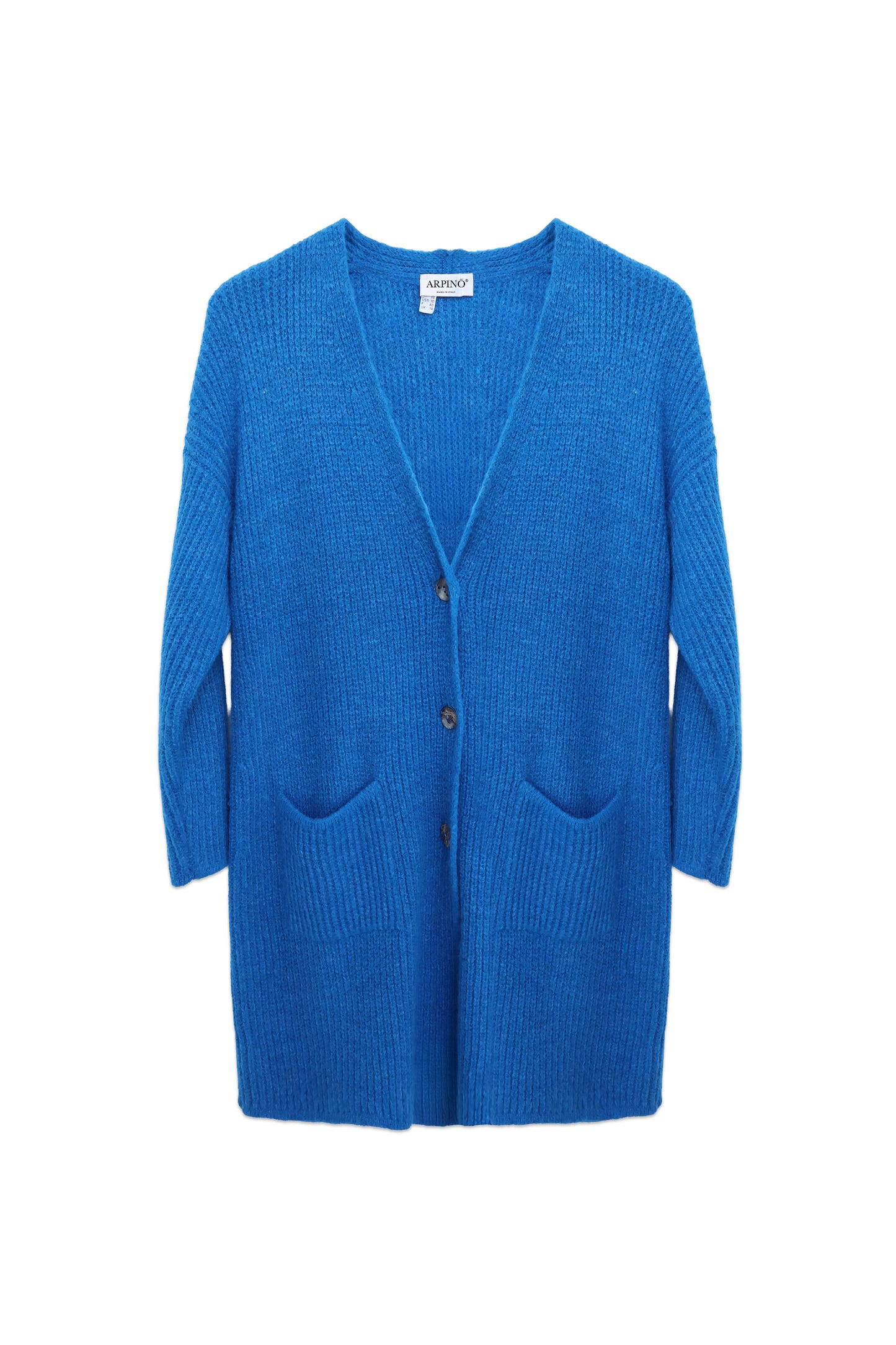 Longline Ribbed V-Neck Cardigan with Mother-of-Pearl Buttons
