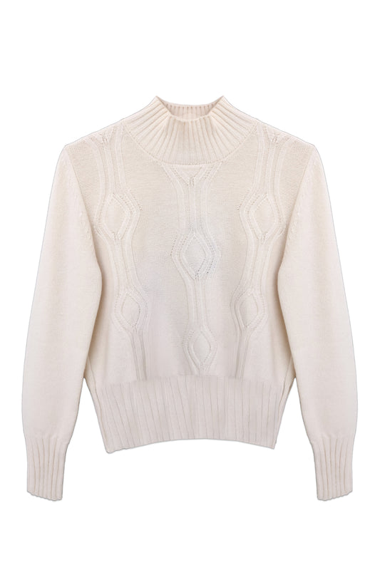 Diamond-Stitch Turtleneck Sweater