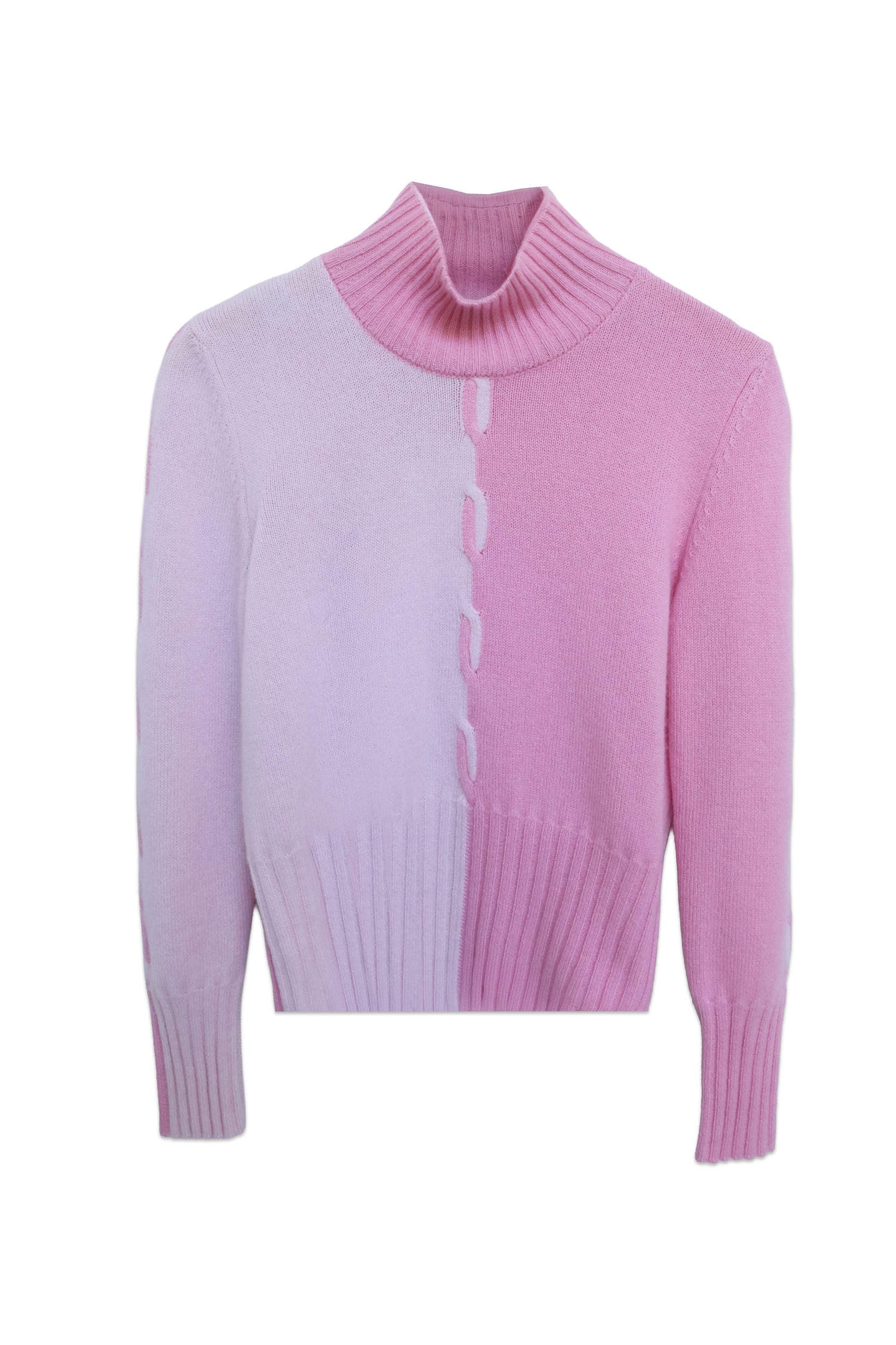 Two-Tone Braided Cashmere Turtleneck