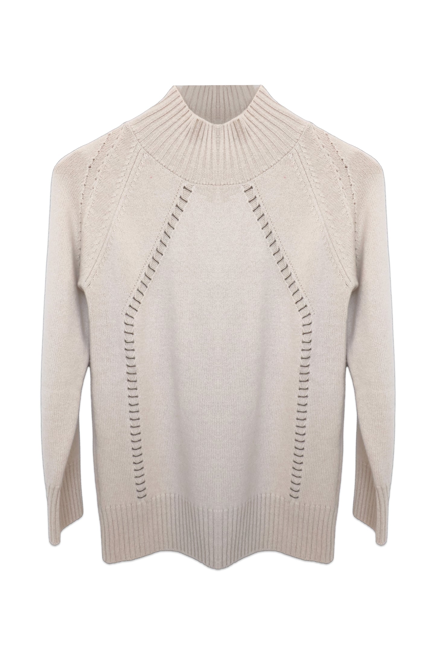 Beaded Mock Neck Cashmere Sweater