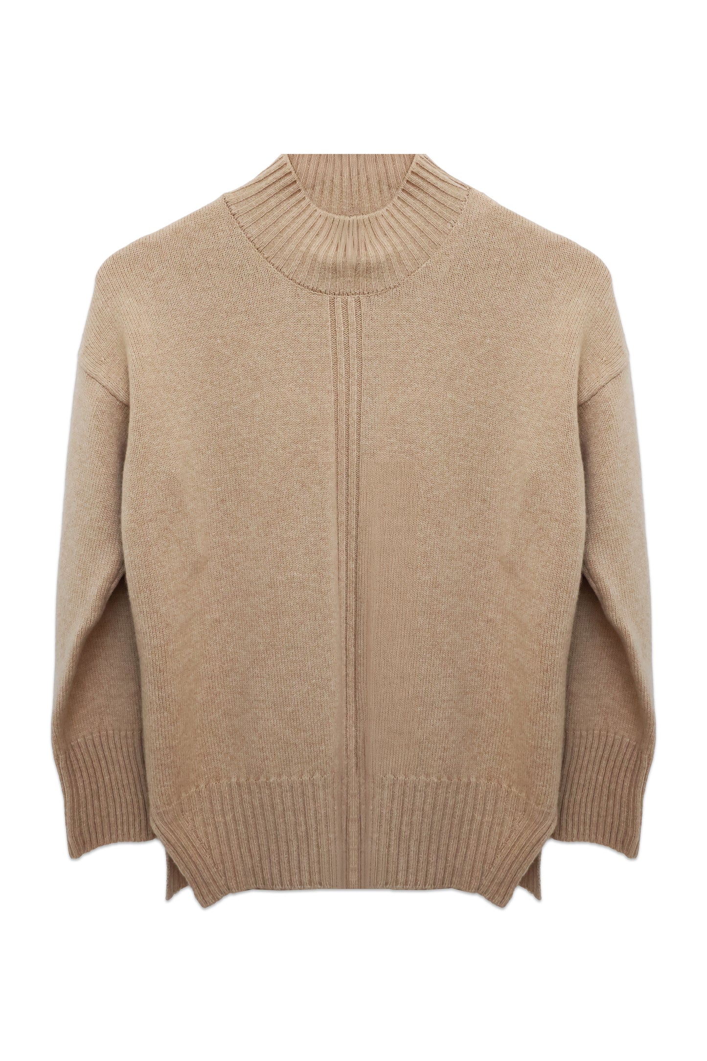 Ribbed Mock Neck Wool–Cashmere Sweater
