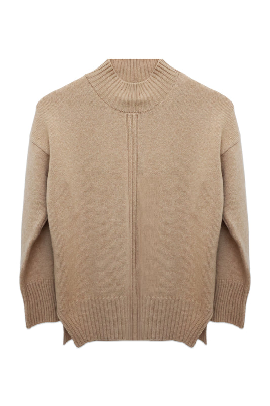 Ribbed Mock Neck Wool–Cashmere Sweater