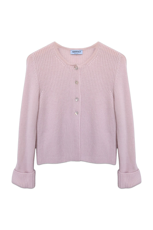 Classic Cashmere Knit Cardigan with Mother-of-Pearl Buttons