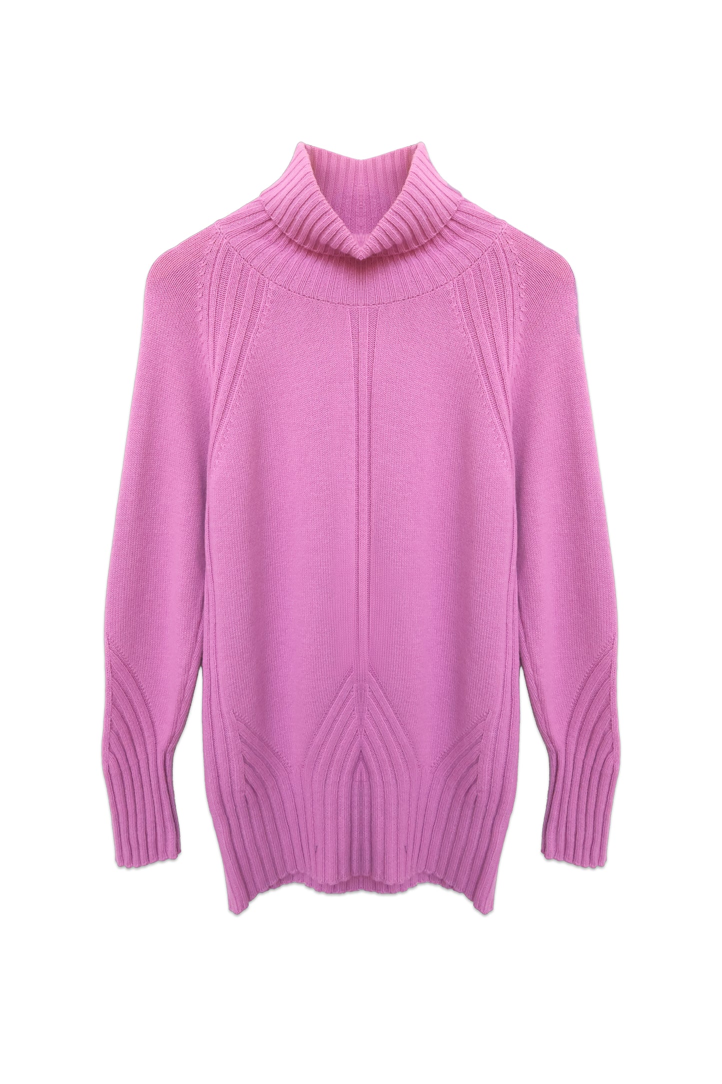Folded Turtleneck Ribbed Knit Sweater