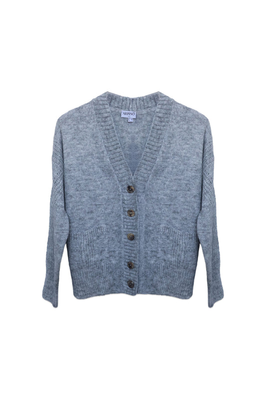 Cropped Knit Cardigan with Tortoiseshell Buttons