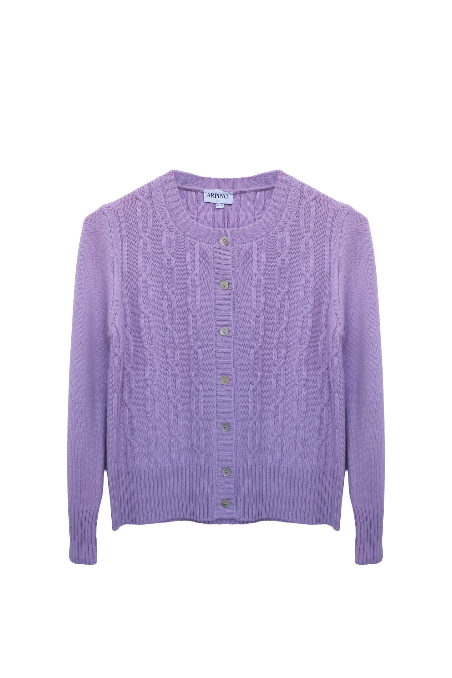 Cable-Knit Button-Up Cardigan with Pearl Buttons