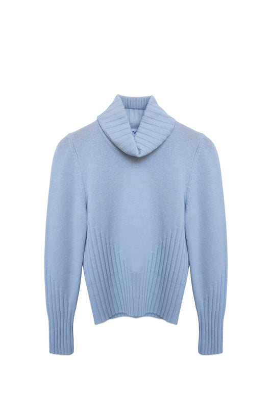 Fitted Fold-Over Turtleneck Cashmere Sweater