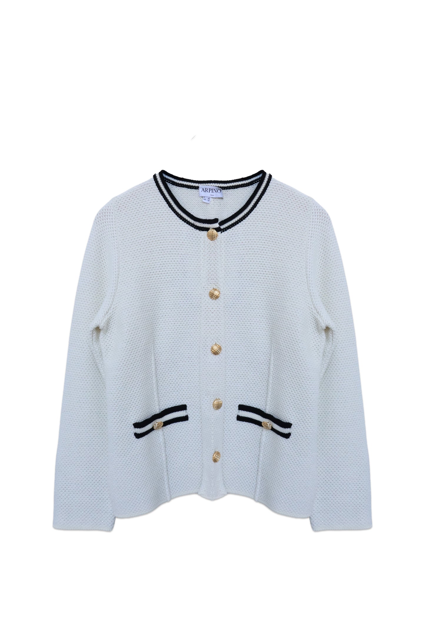 Tailored Knit Jacket with Gold Buttons
