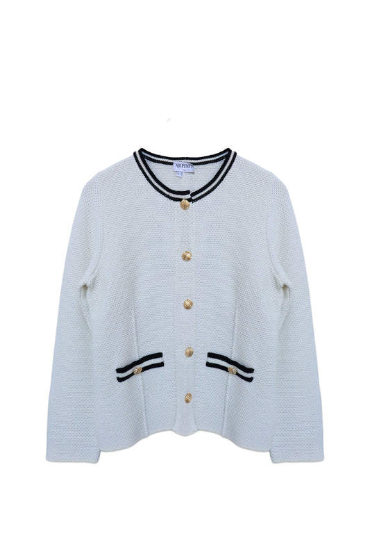 Tailored Knit Jacket with Gold Buttons
