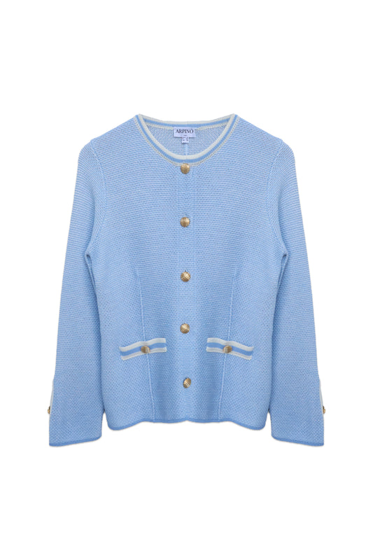 Tailored Knit Jacket with Gold Buttons