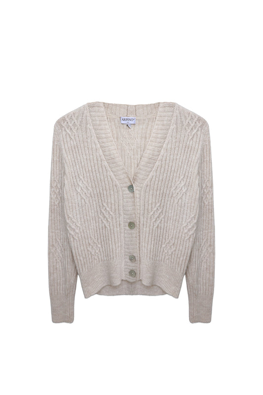 Ribbed Cable-Detail Cardigan