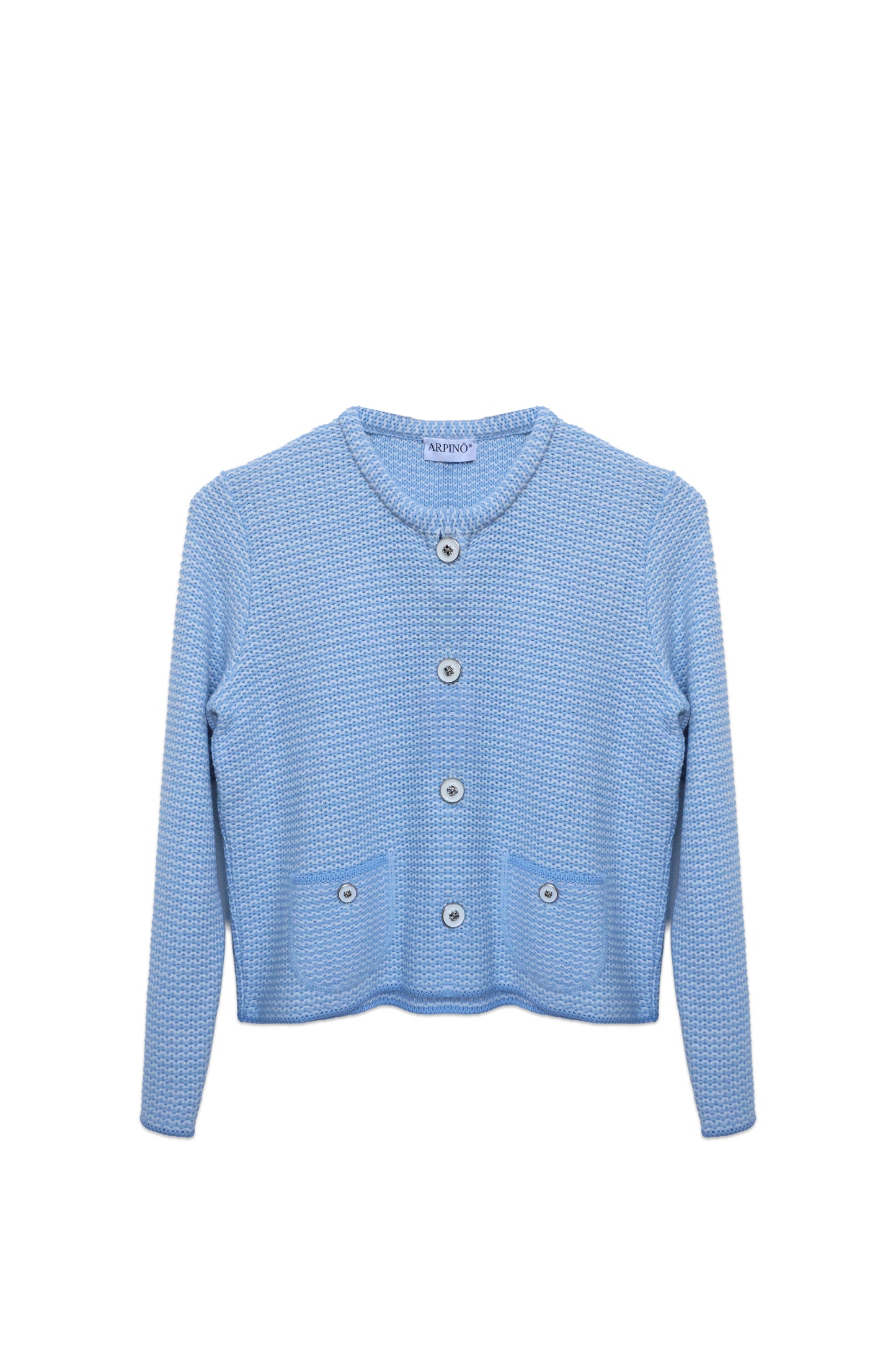 Metallic Thread Knit Jacket with Button Closure