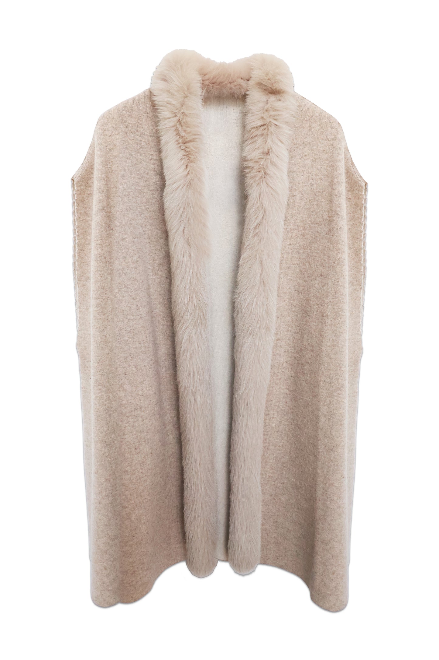 Fox Fur Trim Oversized Knit Cardigan