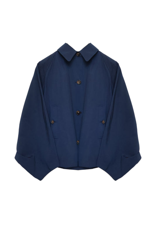 Cropped Batwing Trench Coat — Navy