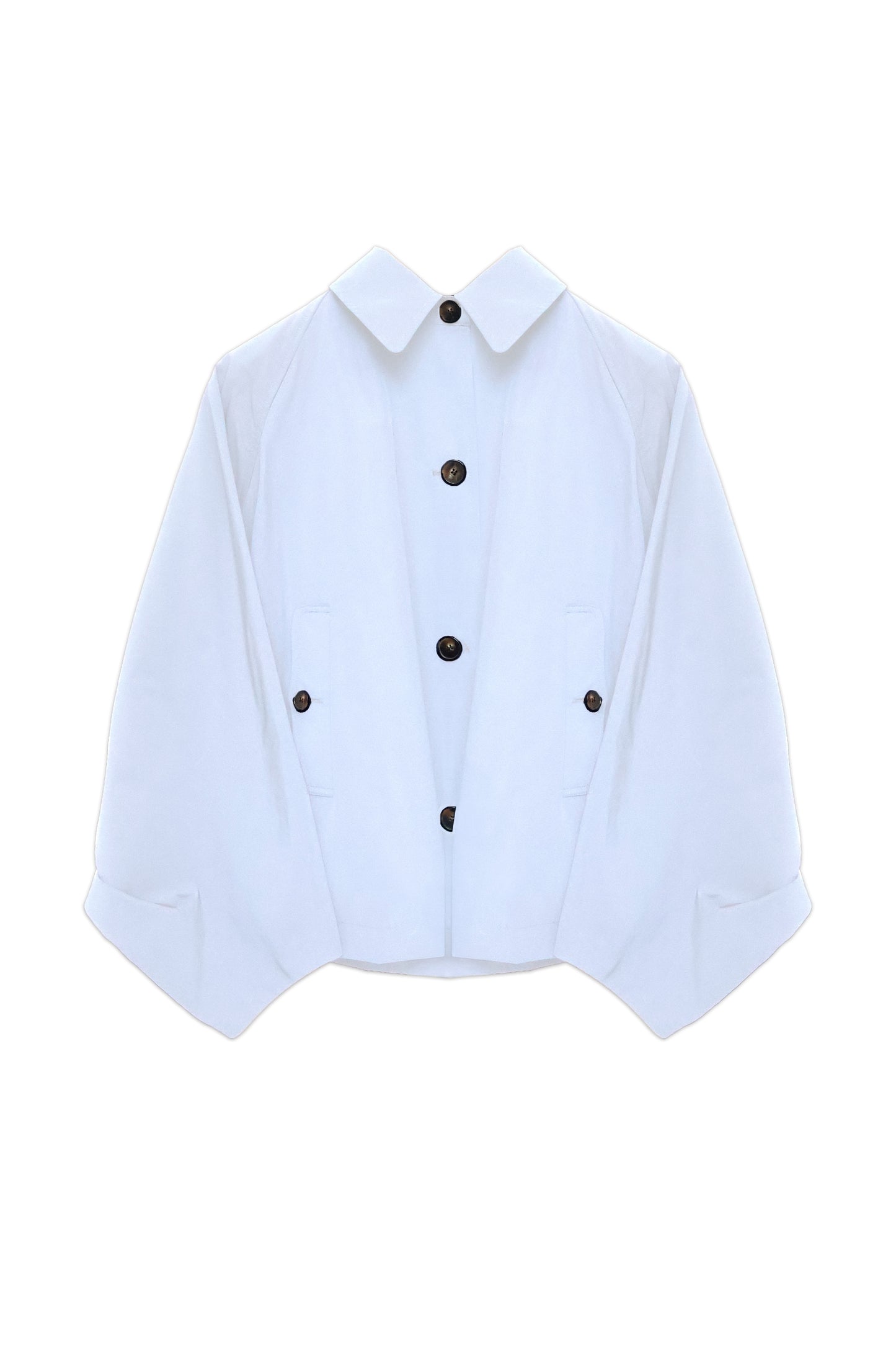 Cropped Batwing Trench Coat — White