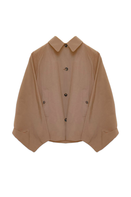 Cropped Batwing Trench Coat — Beige