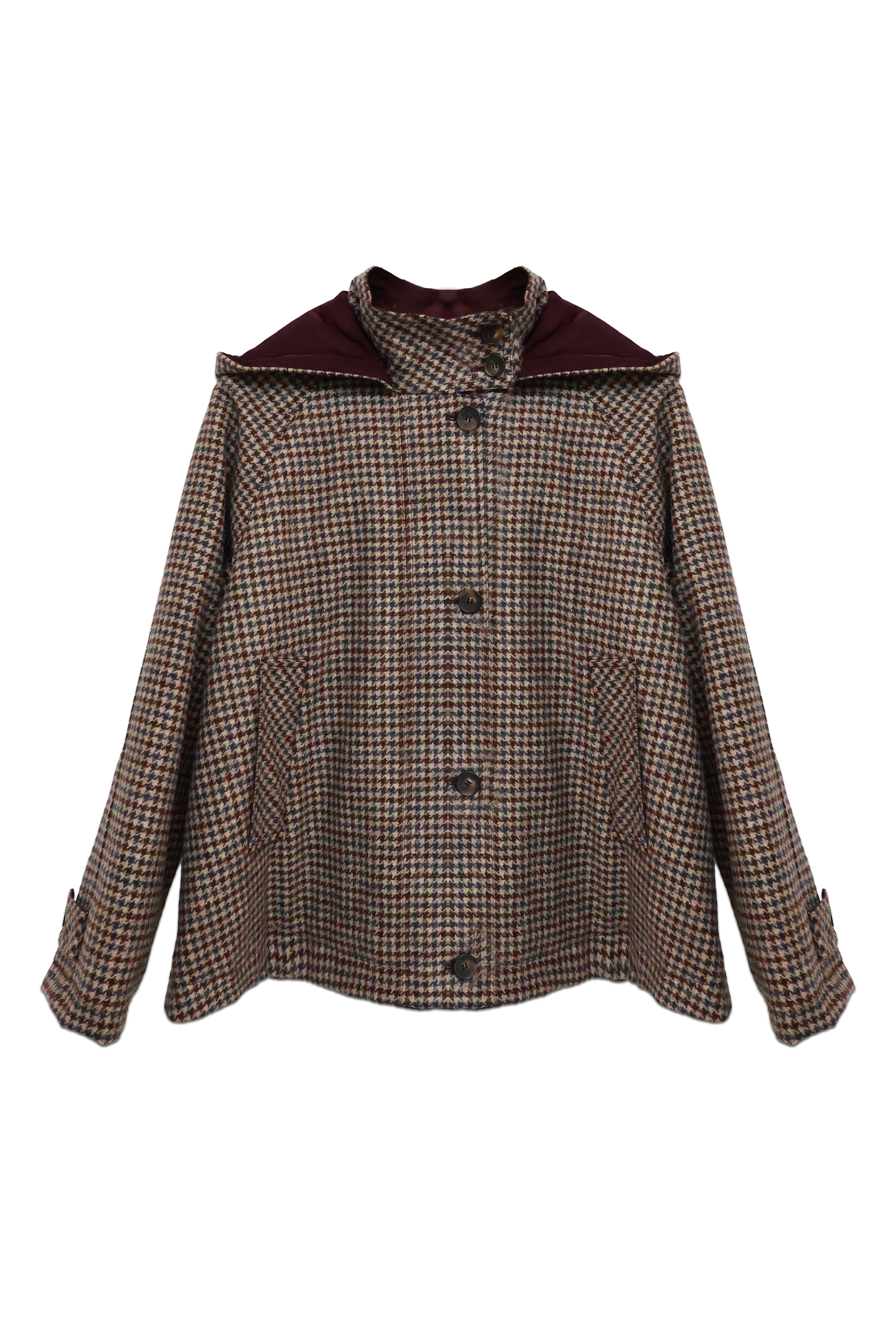 Coat String Spring Plaid Cropped Hooded Spring Coat — Neutral Plaid – Arpino
