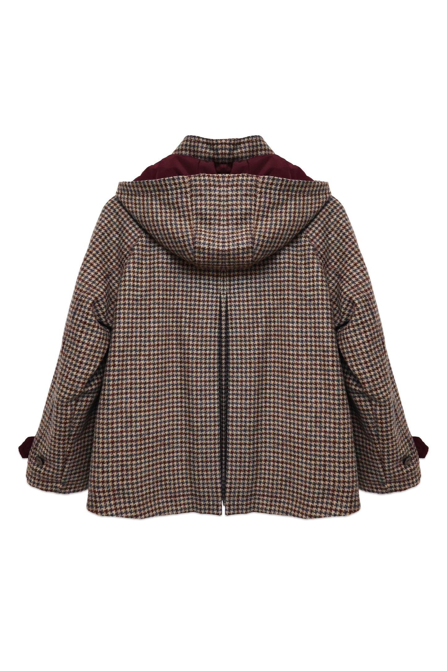 Plaid Cropped Hooded Spring Coat — Neutral Plaid